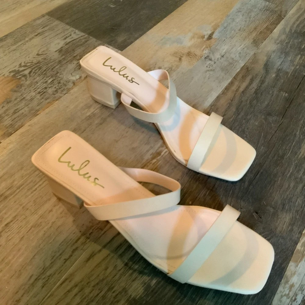 Lulu's Vanilla Double-Strap Fallyn Naked Heels Size 10